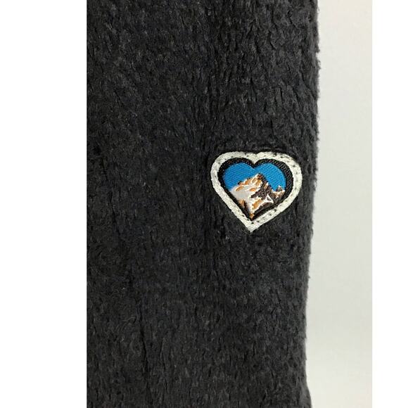 KUHL Moto-Vation Black Fleece Brown Leather Trim Full Zip Jacket Pockets sz M - Picture 8 of 14